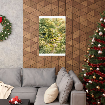 Japandi Stone Lantern in Golden Hour | Watercolor Wall Art Print