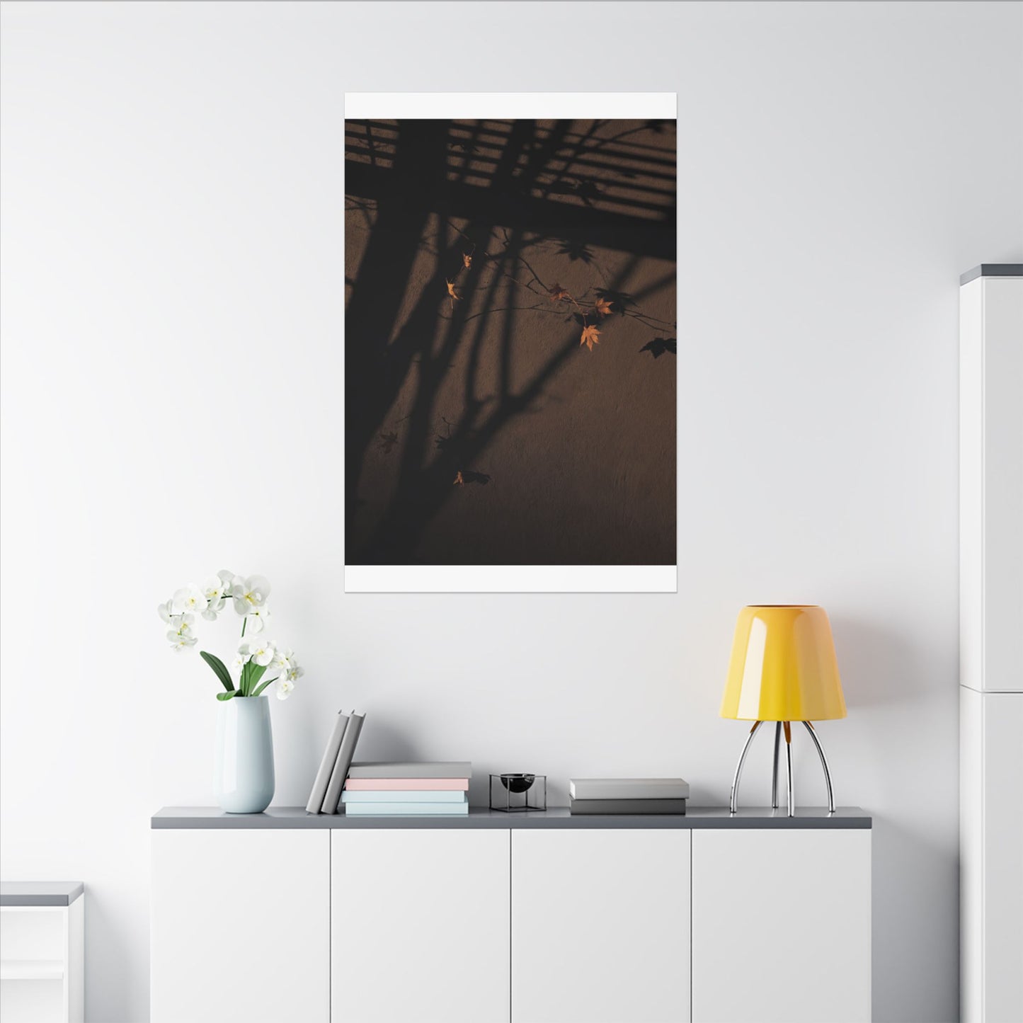 Shadow Play Autumn Canvas Art | Dark Japandi Luxurious Design