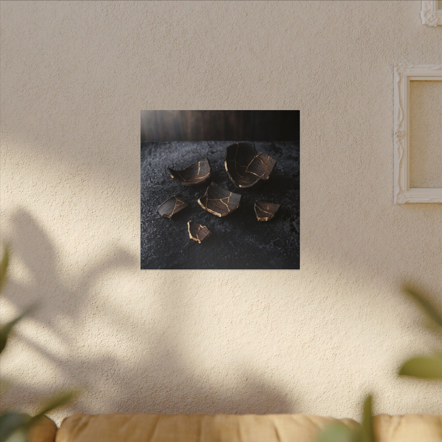 Winter Broken Pottery Shadow Zen Canvas Art | Bold Decor