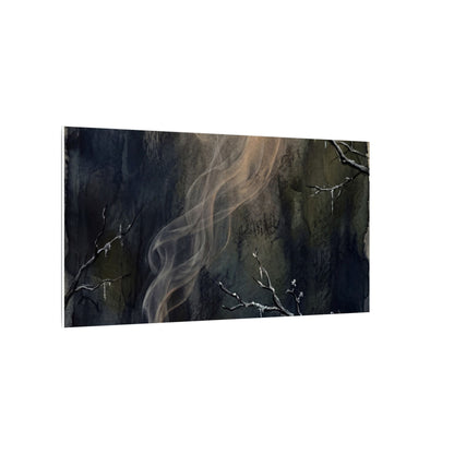 Incense Smoke Winter Canvas Art | Dark Japandi Moody Design