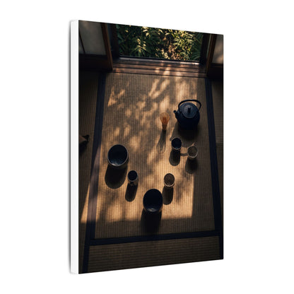Shibui Tea Ceremony Canvas Art - Dark Japandi Shadow Zen