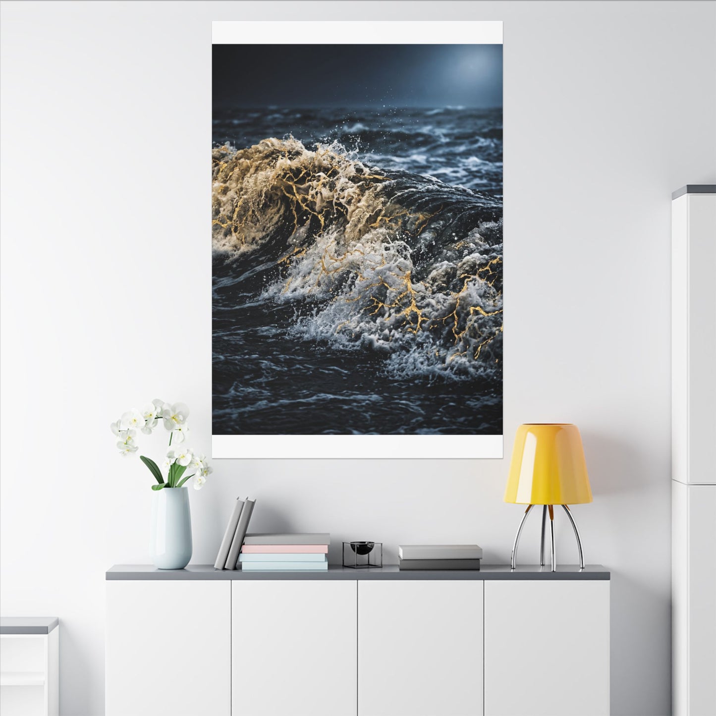 Ocean Wave Winter Canvas Art | Kintsugi Artful Design