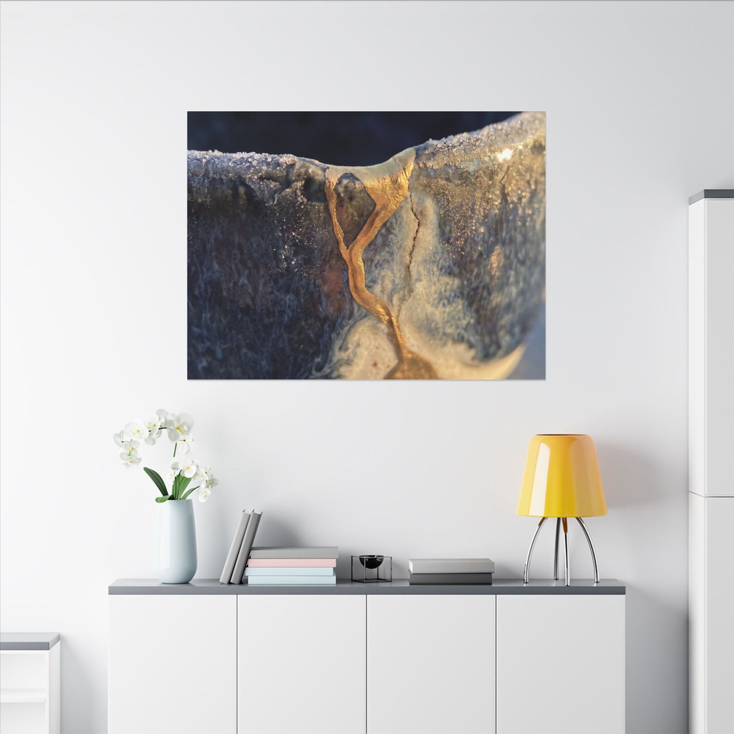 Winter Ceramic Bowl Gold Vein Canvas Art | Healing Decor