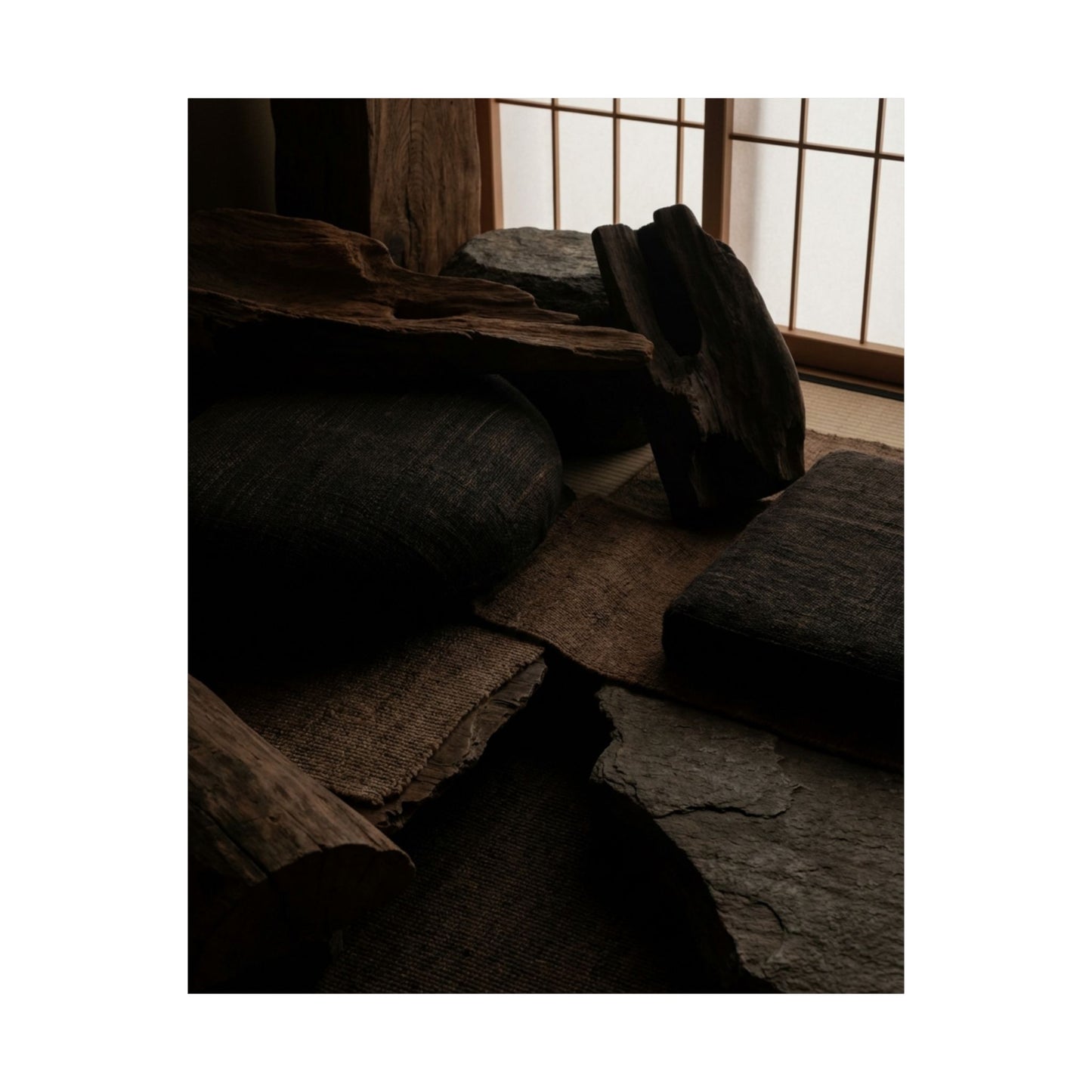 Dark Japandi Shadow Zen Wall Art Print