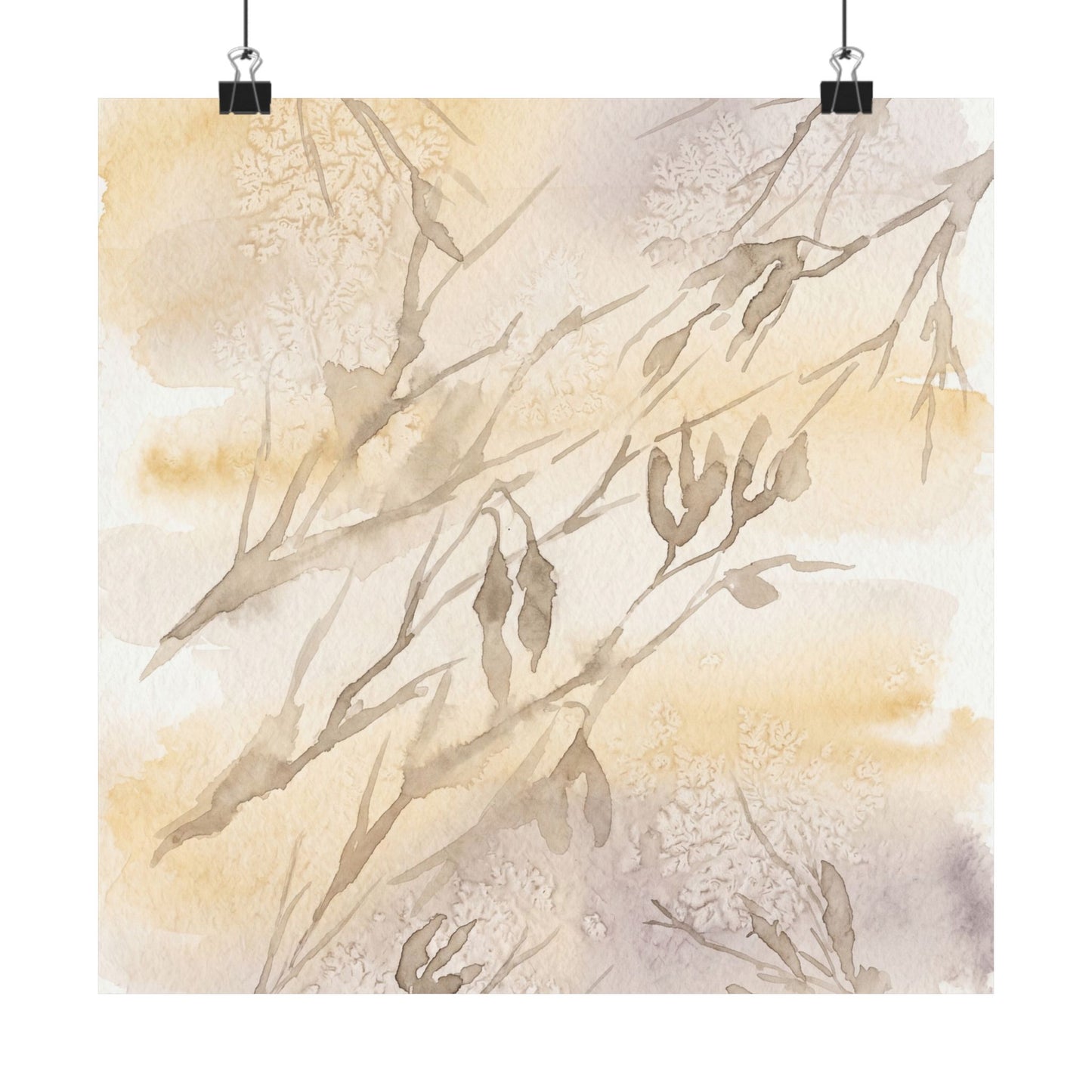 Shadow Play Winter Wall Art Print | Japandi Warm Design