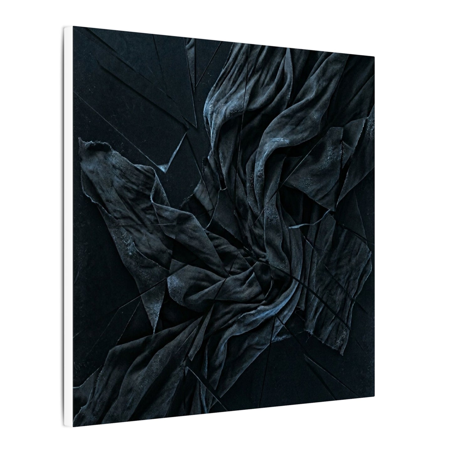 Dark Japandi Silk Drape in Moonlight | Moody Minimal Canvas Art