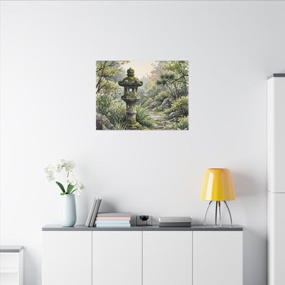 Neutral Stone Lantern Canvas Art - Watercolor Japandi