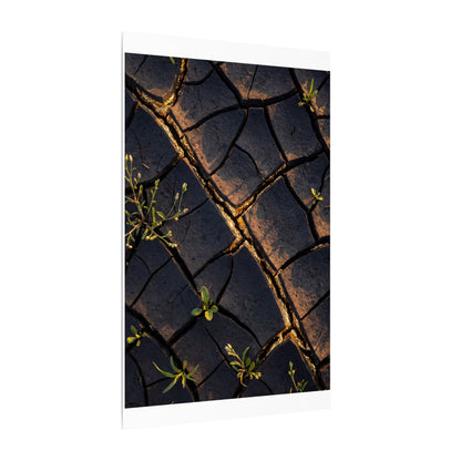 Kintsugi Cracked Earth in Golden Hour | Gold Vein Canvas Art