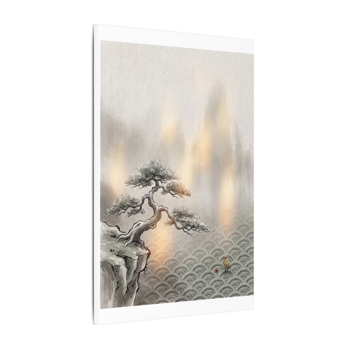 Pine Tree Canvas Art | Winter Japandi Japanese Pattern Art