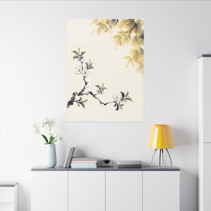 Kanso Cherry Blossom Canvas Art - Zen Sumi E