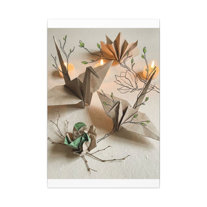 Paper Fold Spring Canvas Art | Japandi Earthy Design