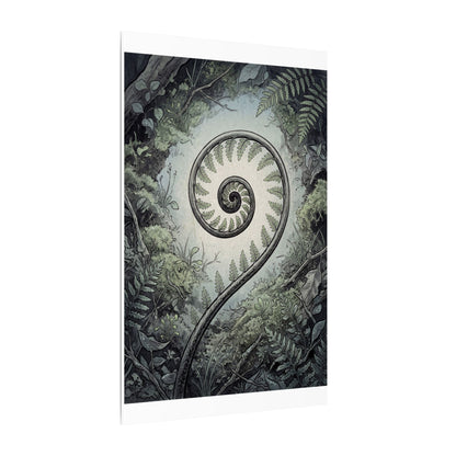 Zen Fern Unfurling in Dawn | Ukiyo E Inspired Canvas Art