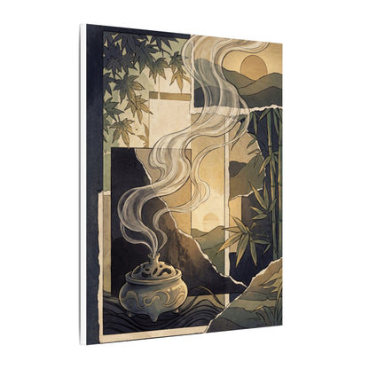 Tranquil Incense Smoke Canvas Art - Ukiyo E Inspired Zen