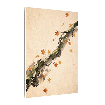 Ink Brushstroke Autumn Canvas Art | Zen Calm Design