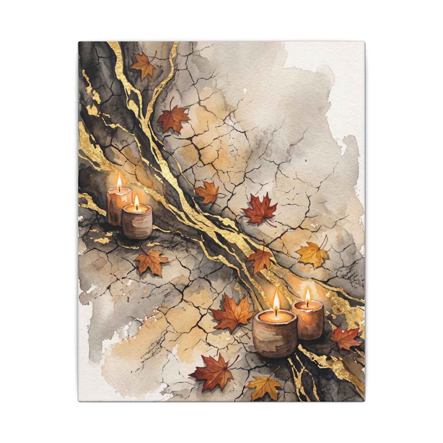 Cracked Earth Autumn Canvas Art | Japandi Warm Design