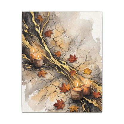 Cracked Earth Autumn Canvas Art | Japandi Warm Design