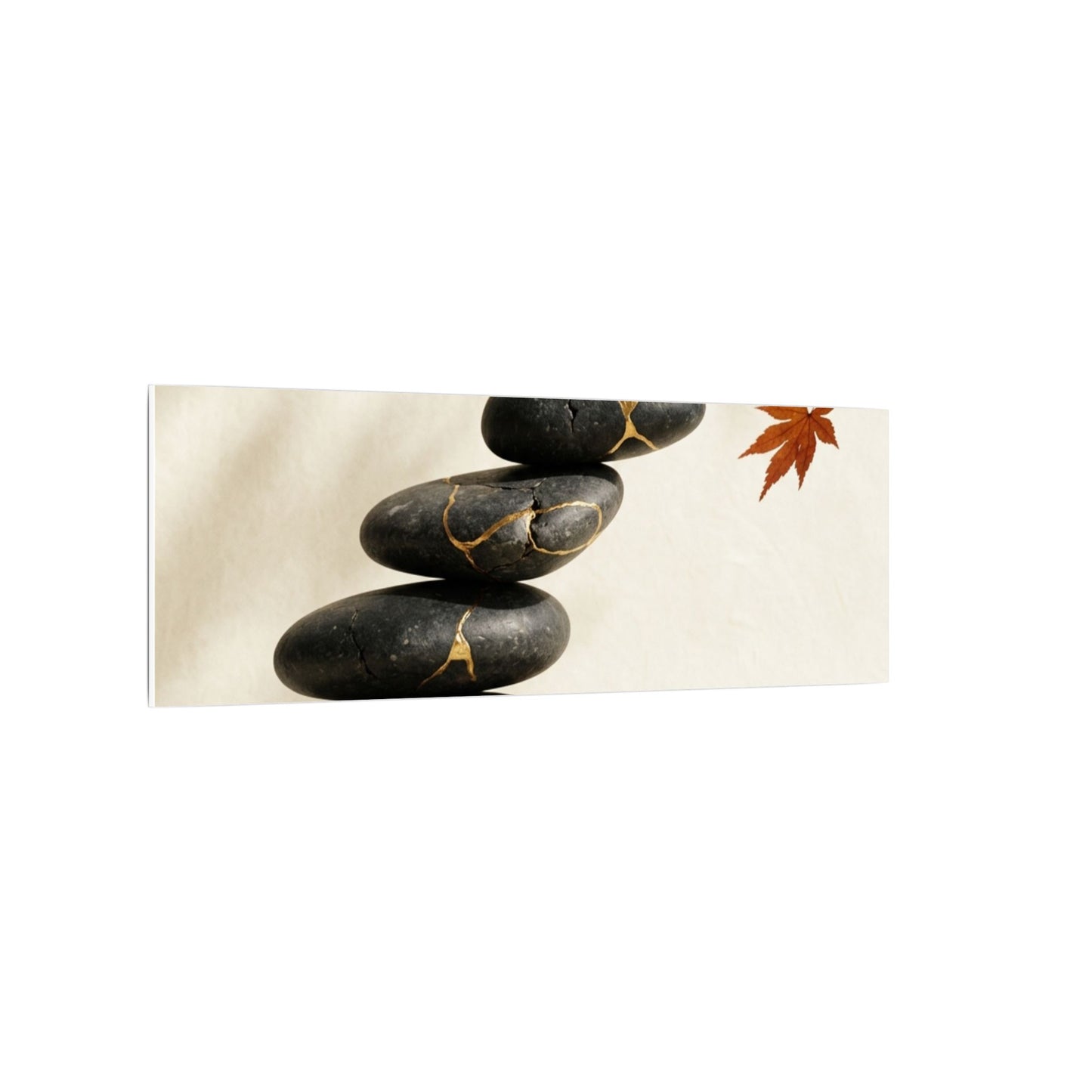 Kintsugi River Stones in Dappled | Crackle Gold Canvas Art