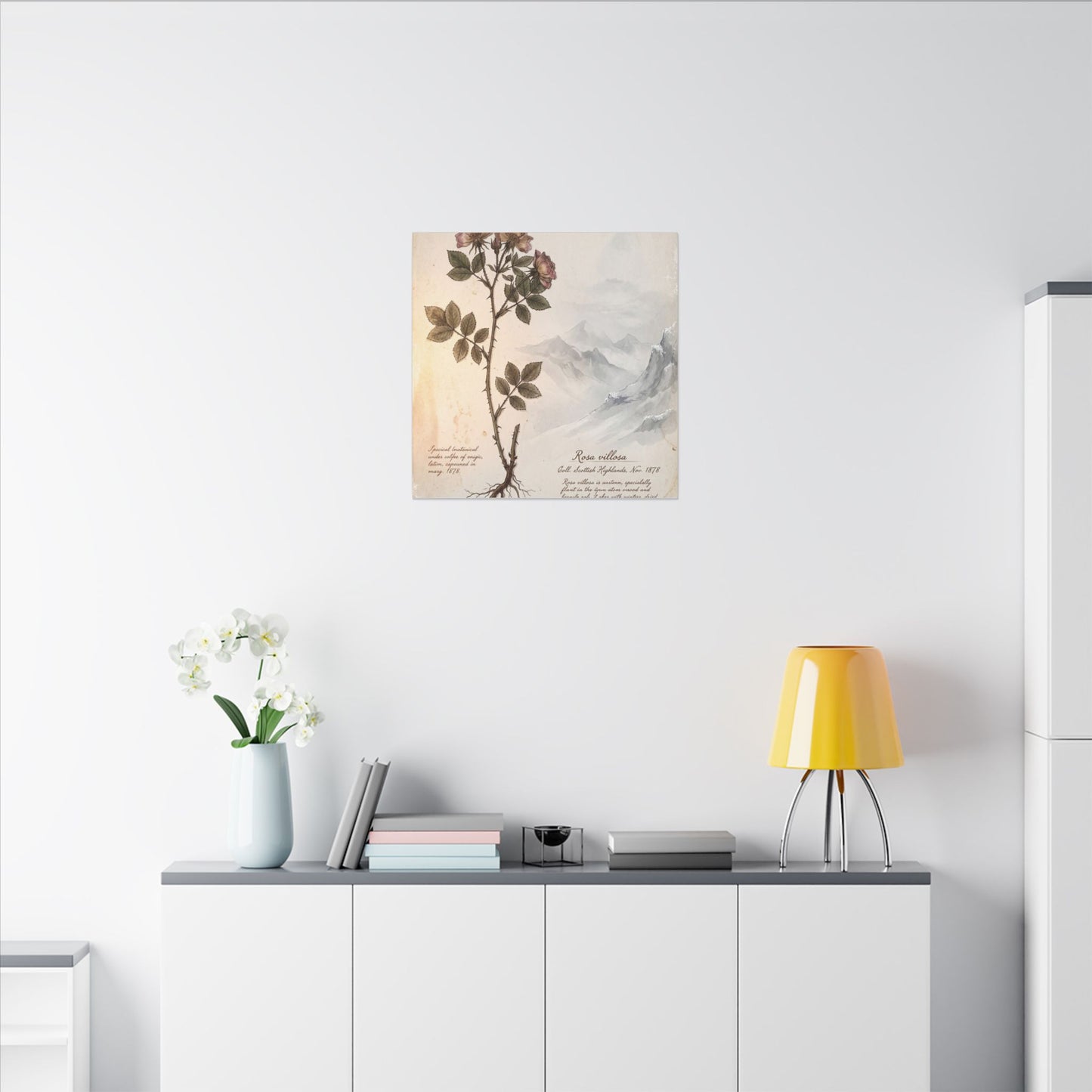 Winter Mountain Mist Herbarium Canvas Art | Earthy Decor