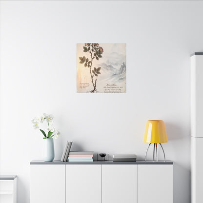 Winter Mountain Mist Herbarium Canvas Art | Earthy Decor