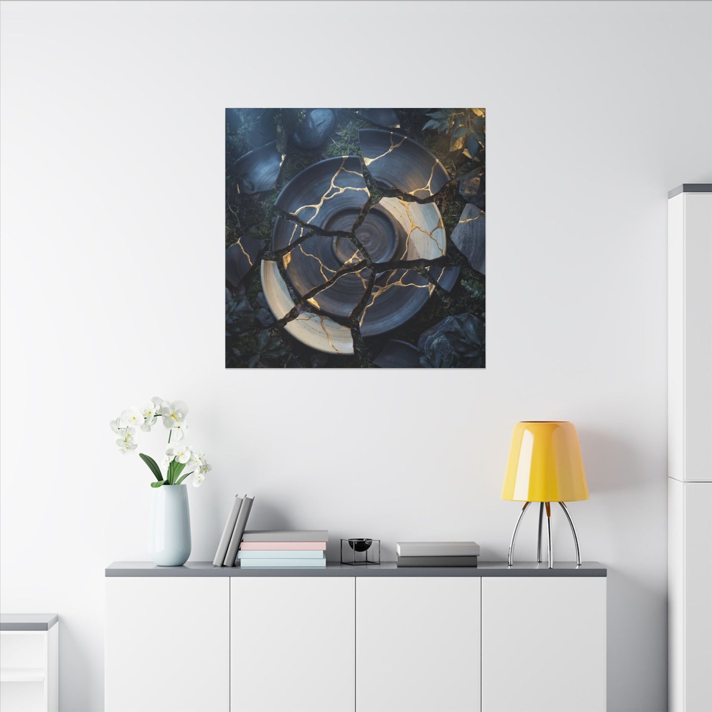 Resilient Broken Pottery Canvas Art - Gold Vein Kintsugi