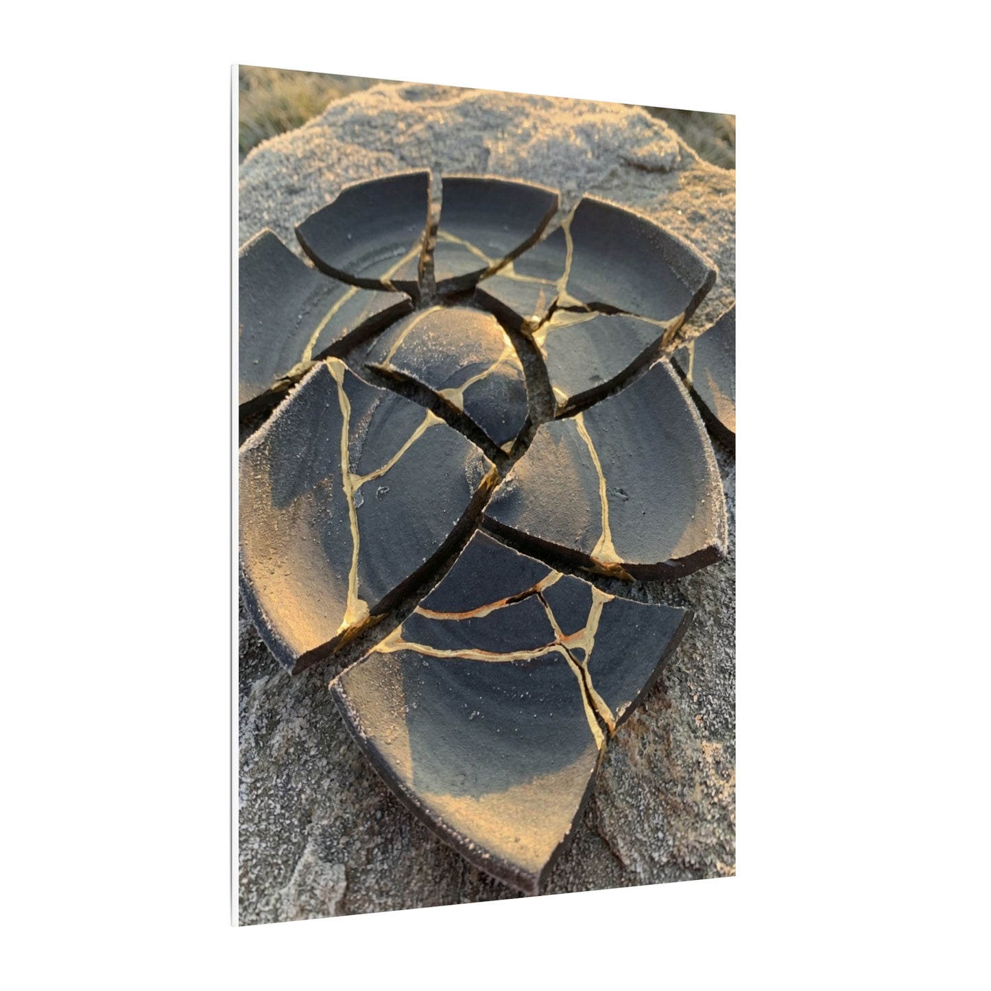 Broken Pottery Winter Canvas Art | Kintsugi Resilient Design