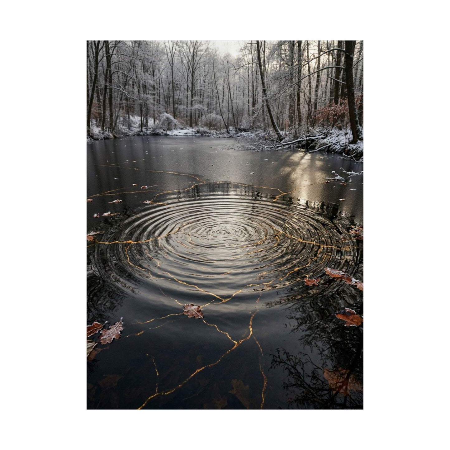 Water Ripple Wall Art Print | Winter Kintsugi Broken Beauty Art