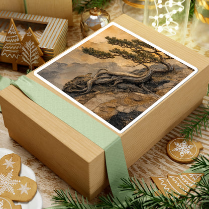 Golden Hour Pine Tree Sticker - Japandi Fukinsei
