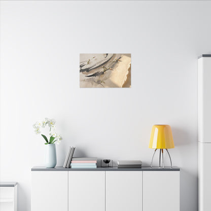 Ink Brushstroke Watercolor Canvas Art | Neutral Japandi Art