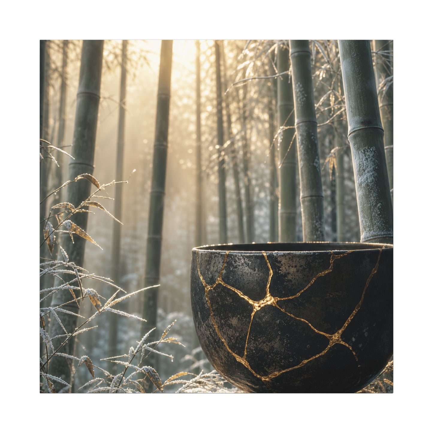 Fukinsei Bamboo Grove Canvas Art - Kintsugi Gold Repair