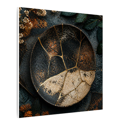 Kintsugi Rust Patina in Dawn | Gold Repair Canvas Art