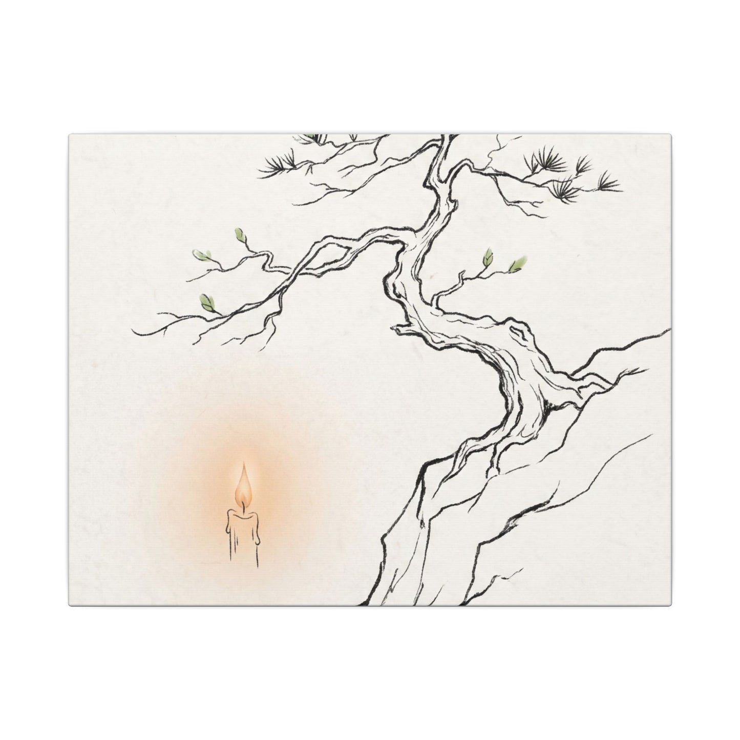 Candlelight Pine Tree Canvas Art - Japandi Shibui Art Print
