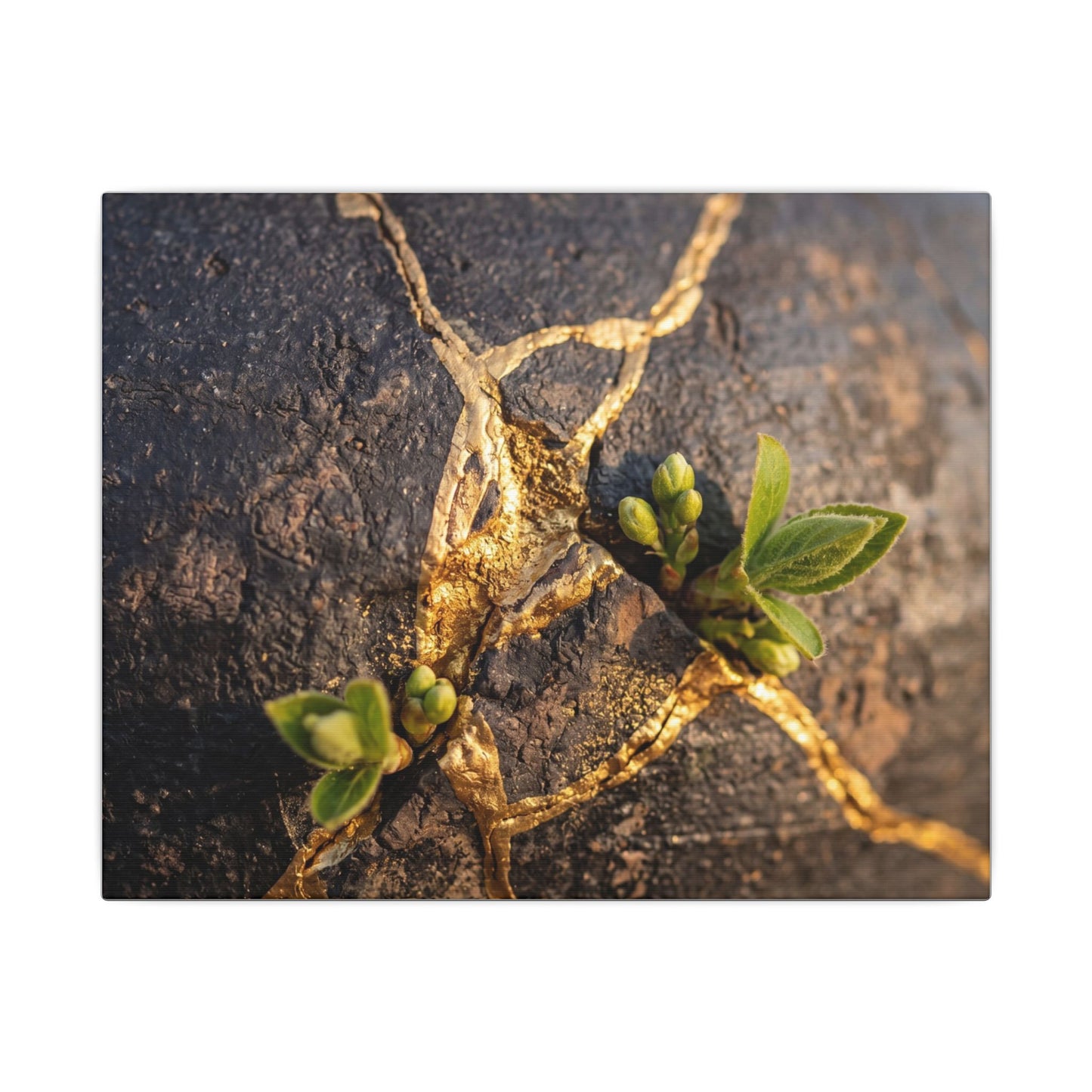 Rust Patina Gold Repair Canvas Art | Resilient Kintsugi Art