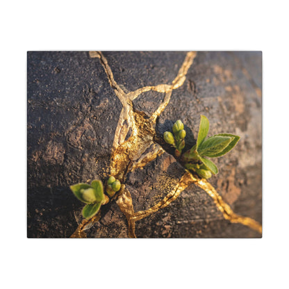 Rust Patina Gold Repair Canvas Art | Resilient Kintsugi Art