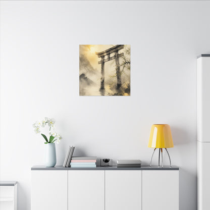 Spring Torii Gate Sumi E Canvas Art | Tranquil Decor