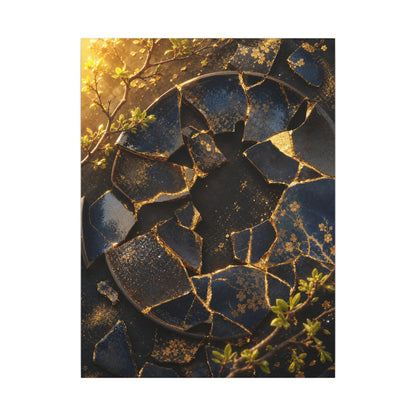 Golden Hour Broken Pottery Canvas Art - Kintsugi Ma