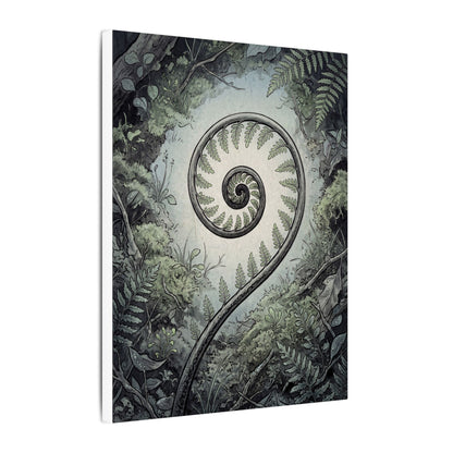 Zen Fern Unfurling in Dawn | Ukiyo E Inspired Canvas Art