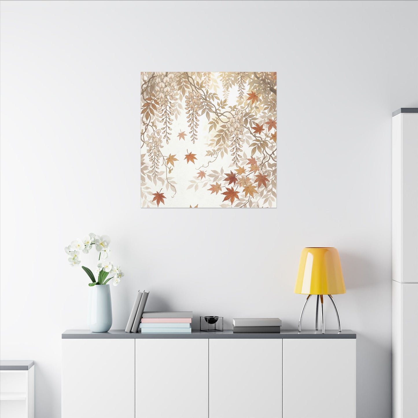 Shibui Wisteria Canvas Art - Japandi Japanese Pattern