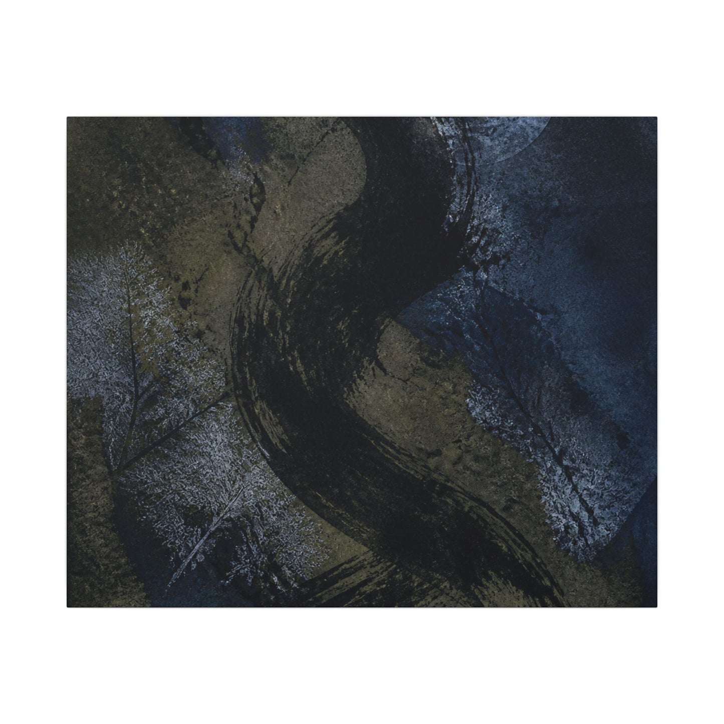 Shibui Ink Brushstroke Canvas Art - Dark Japandi Dark Texture