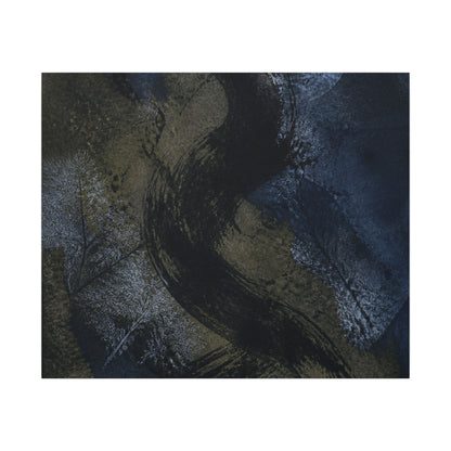 Shibui Ink Brushstroke Canvas Art - Dark Japandi Dark Texture