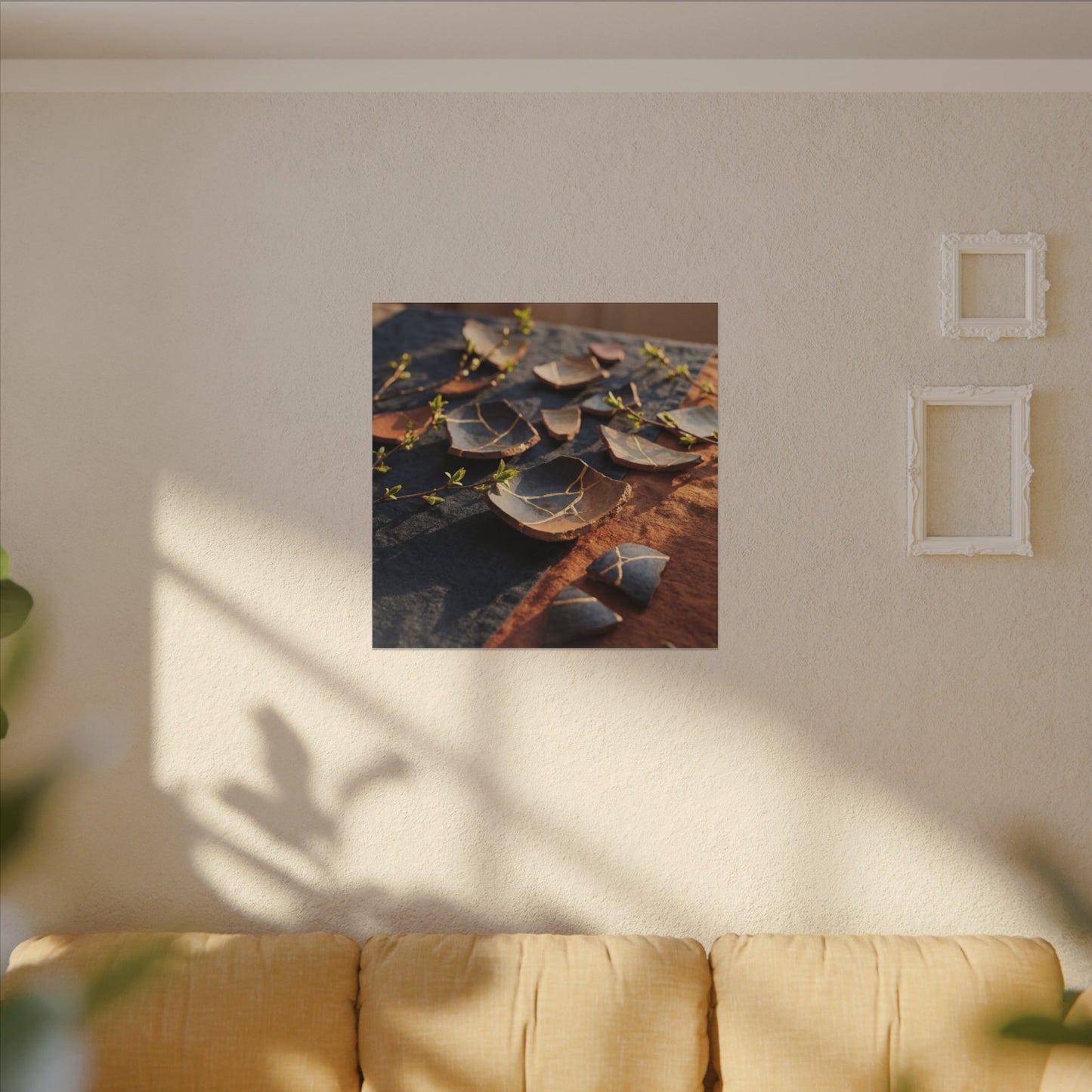 Spring Broken Pottery Gold Vein Canvas Art | Philosophical Decor