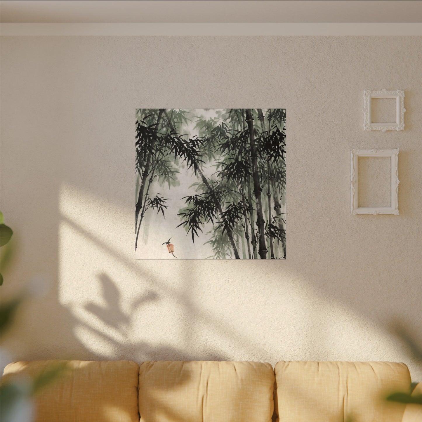 Zen Bamboo Grove in Overcast | Sumi E Canvas Art