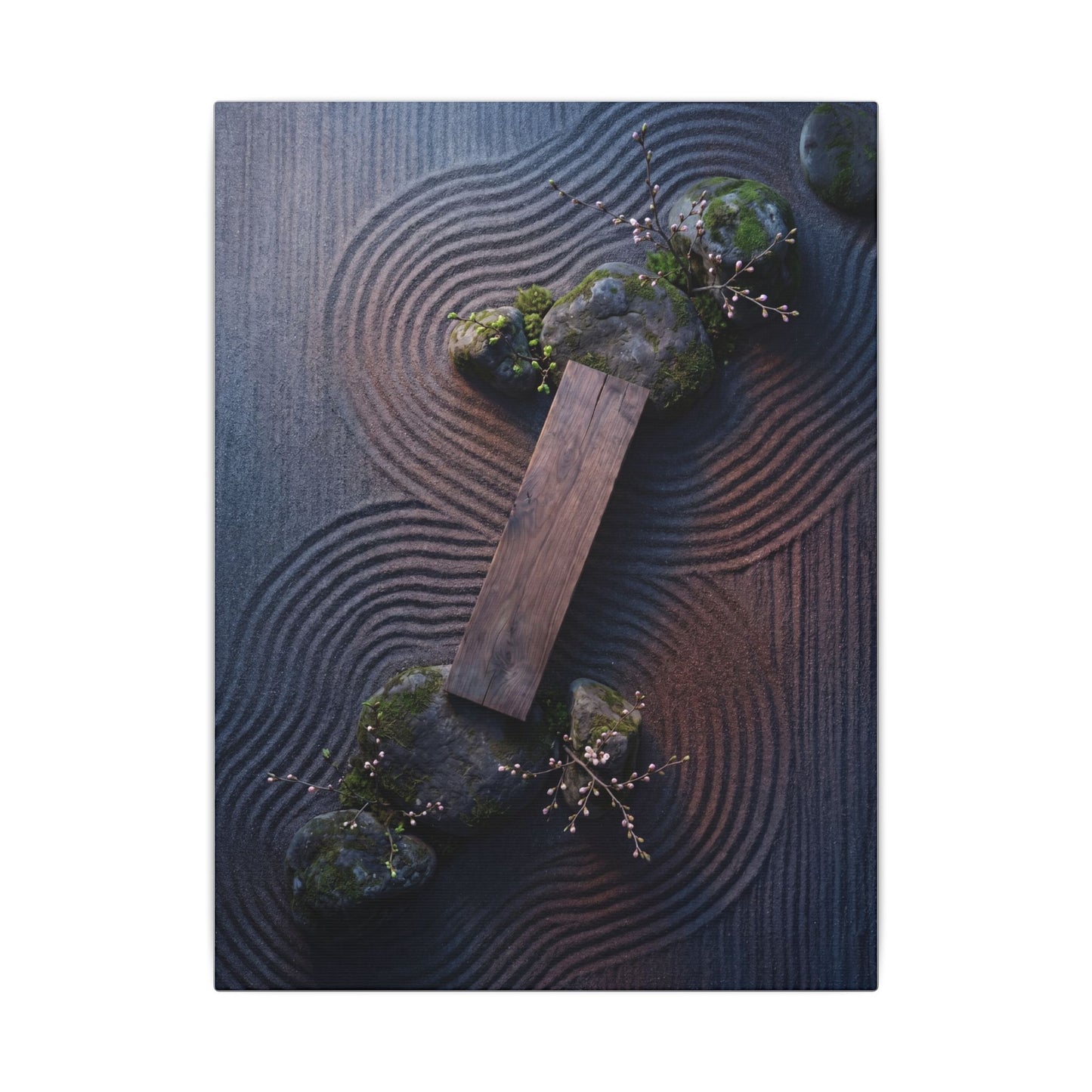Spring Rock Garden Moody Minimal Canvas Art | Atmospheric Decor