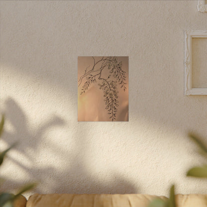Japandi Wisteria in Candlelight | Minimal Line Canvas Art
