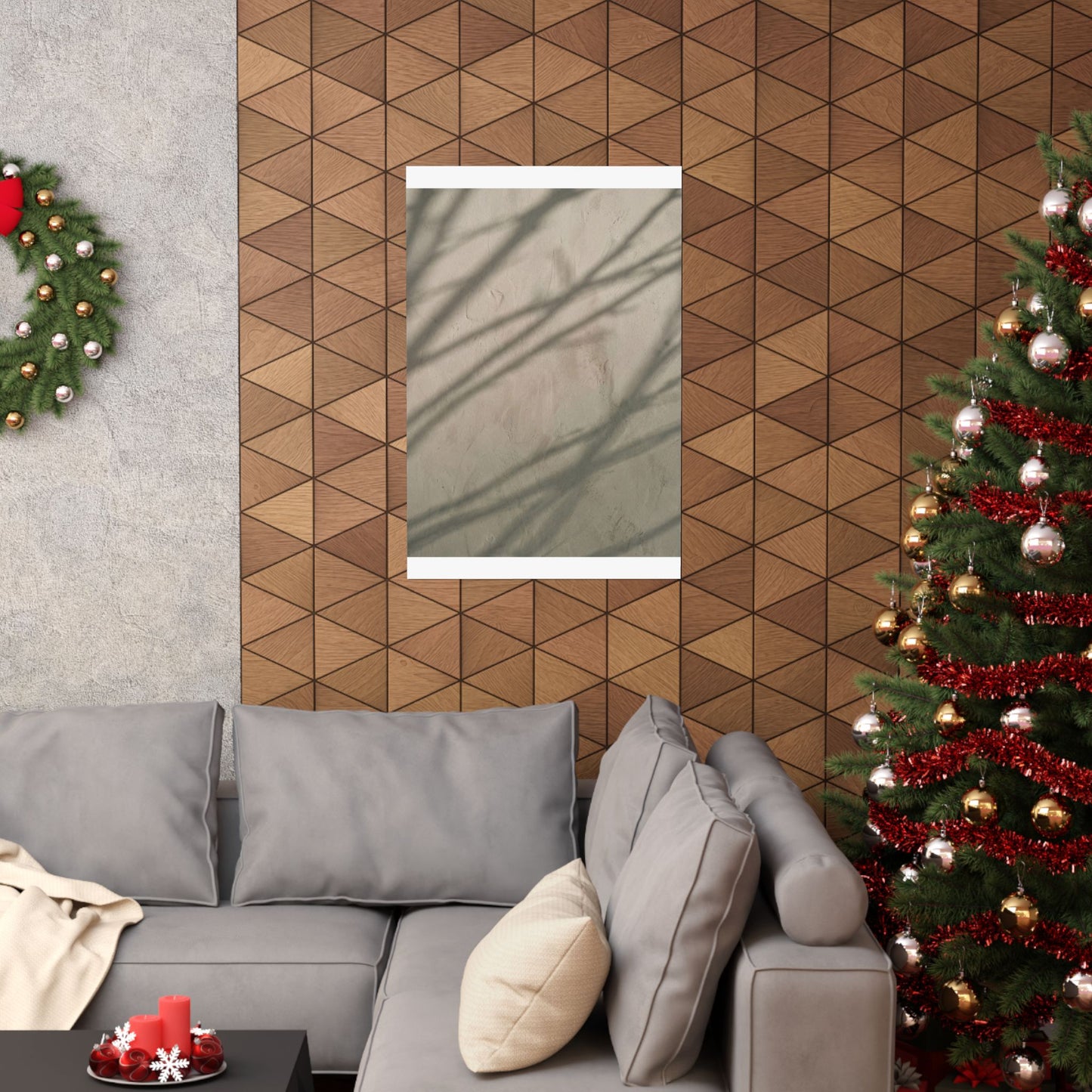 Winter Shadow Play Japanese Pattern Wall Art Print | Warm Decor