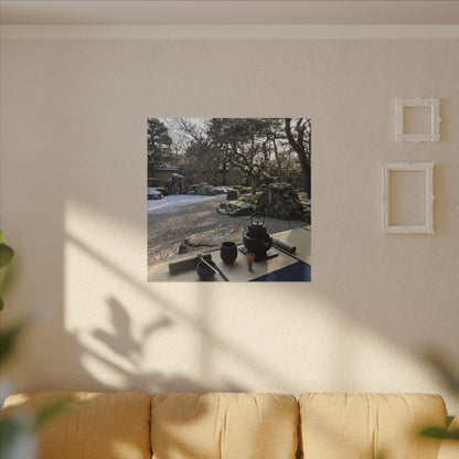 Winter Tea Ceremony Karesansui Canvas Art | Serene Decor