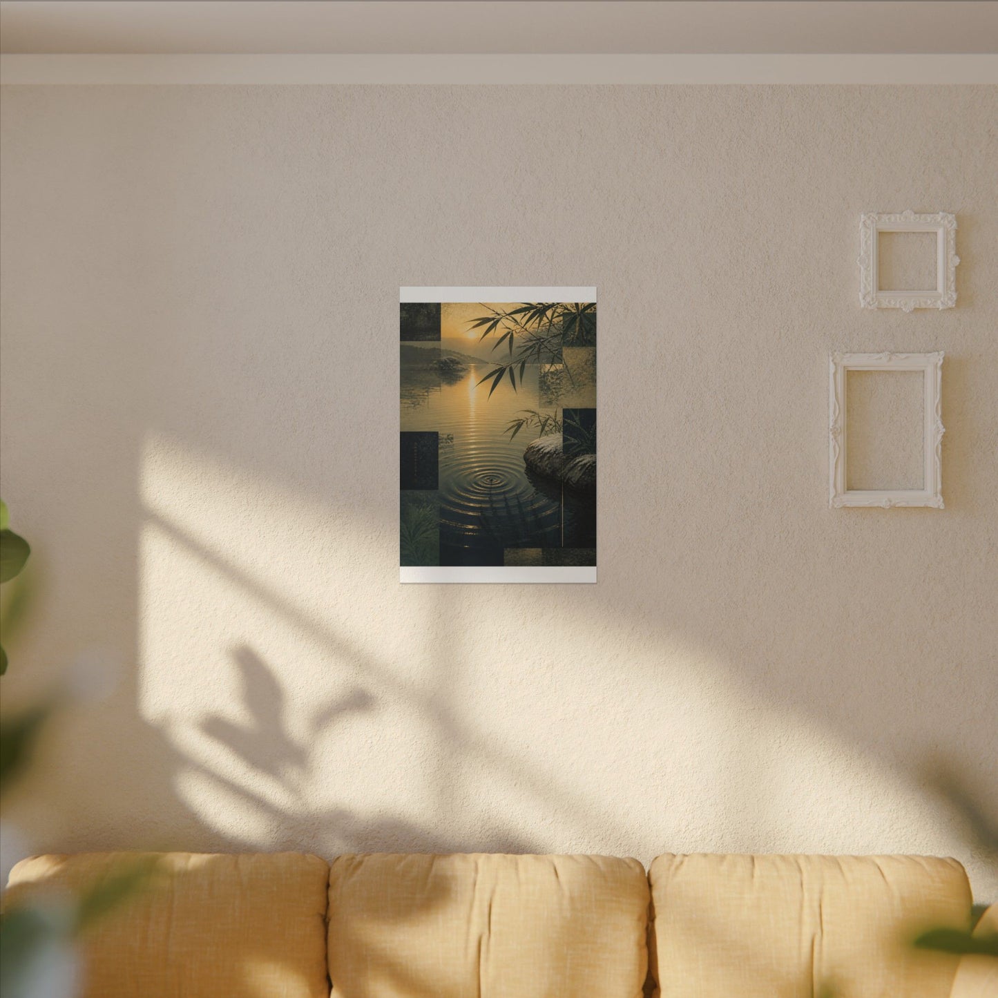 Zen Water Ripple in Golden Hour | Ukiyo E Inspired Canvas Art