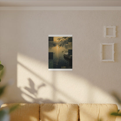 Zen Water Ripple in Golden Hour | Ukiyo E Inspired Canvas Art
