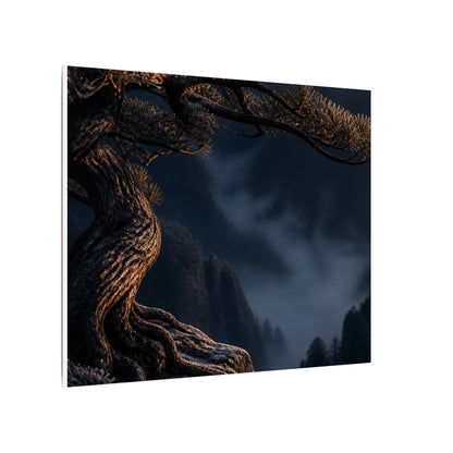 Bold Pine Tree Canvas Art - Shadow Zen Dark Japandi