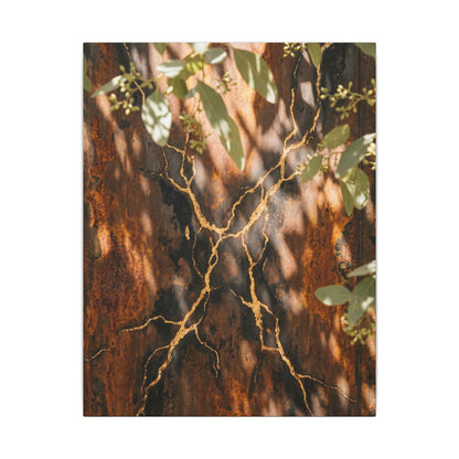Kanso Rust Patina Canvas Art - Kintsugi Gold Vein