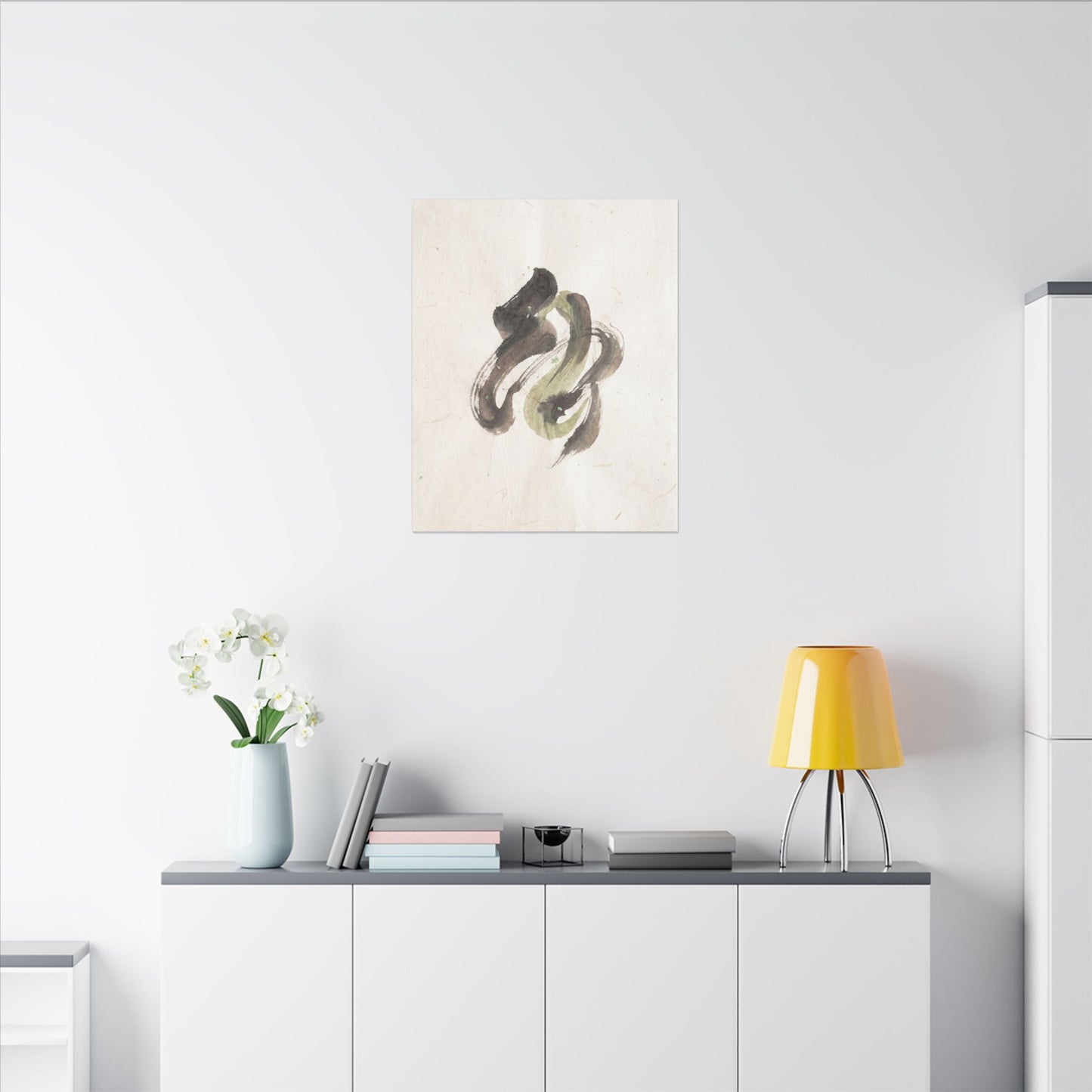 Ink Brushstroke Canvas Art | Spring Japandi Japanese Pattern Art